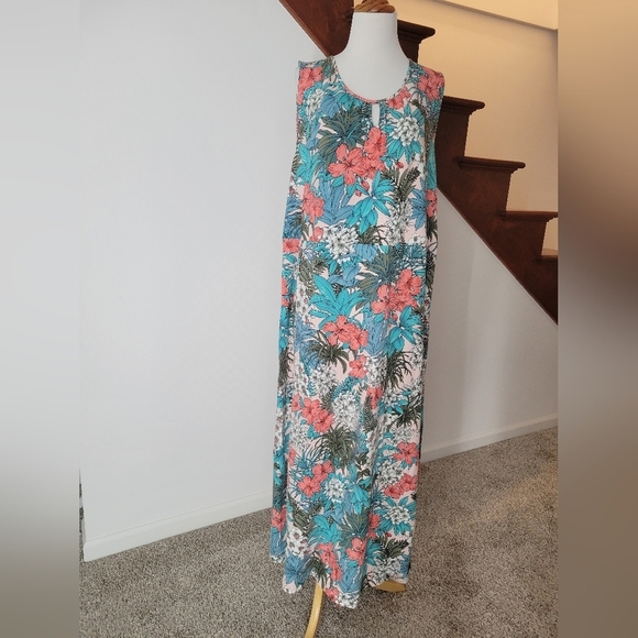 Talbot's Floral Dress Size 2X Elastic Waist Womens Pull Over Sleeveless - Picture 7 of 9